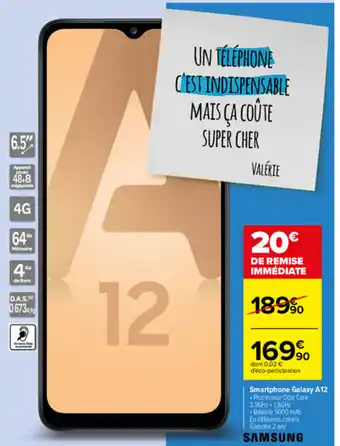 Carrefour Smartphone galaxy a12 offre