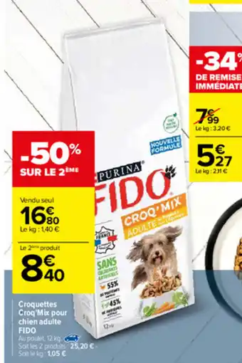 Carrefour Croquettes croq'mix pour chien adulte offre