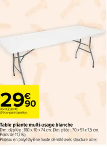 Table pliante multi-usage blanche