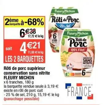 Migros FLEURY MICHON rôti de porc supérieur conservation sans nitrite offre