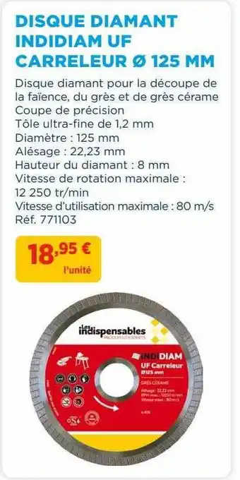 Disque Diamant Indidiam Uf Carreleur Ăž 125 Mm