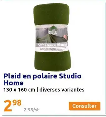 Action Plaid En Polaire Studio Home offre