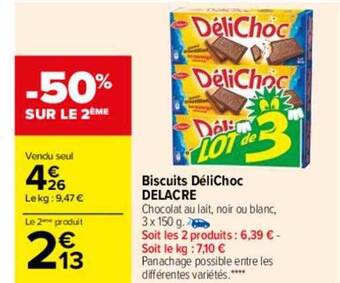 Carrefour Biscuits Délichoc Delacre offre