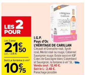Carrefour I.g.p. Pays D'oc L'héritage De Carillan offre