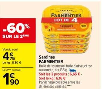 Carrefour Sardines Parmentier offre