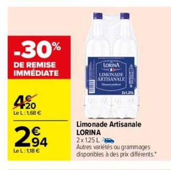 Carrefour Limonade Artisanale Lorina offre