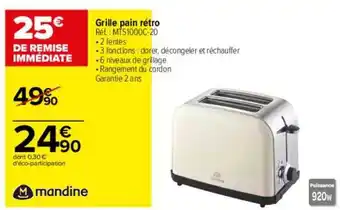 Carrefour Grille Pain Rétro Mandine offre