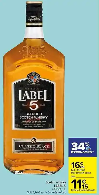 Carrefour Market Scotch Whisky Label 5 offre