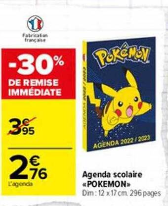 Carrefour Market Agenda Scolaire «pokémon» offre
