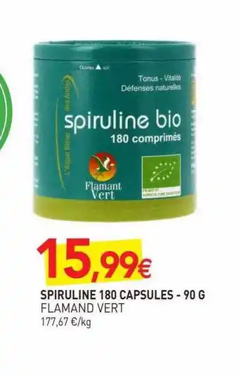 naturéO Spiruline 180 Capsules - 90 G Flamand Vert offre