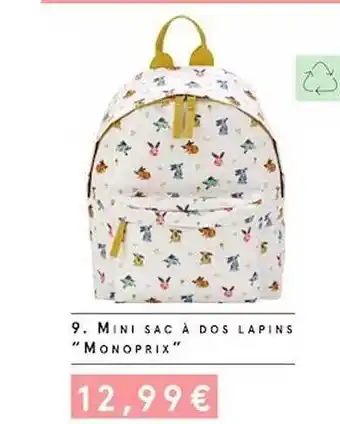Monoprix Min Sac à Dos Lapins offre