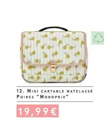 Monoprix Min Cartable Matelassé Poires offre