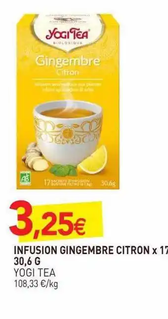 naturéO Infusion Gingembre Citron X 17 Yogi Tea - 30,6 G offre