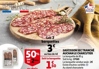 Auchan Auchan saucisson sec tranché le charcutier offre