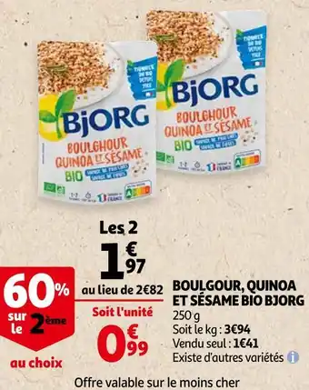 Auchan Bjorg boulgour, quinoa et sésame bio offre