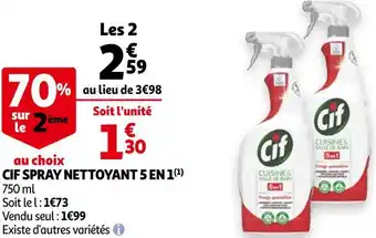 Auchan Cif cif spray nettoyant 5 en 1 offre