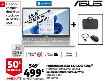 Auchan Asus portable r565ja-ej2420w offre