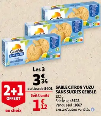 Auchan Gerble sable citron yuzu sans sucres offre