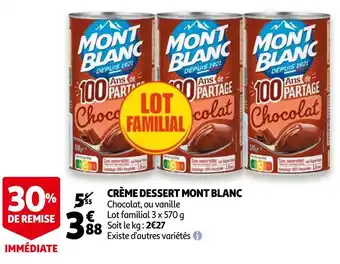 Auchan Mont blanc crème dessert offre