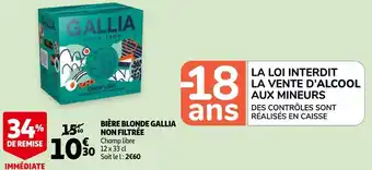 Auchan Gallia bière blonde non filtrée offre