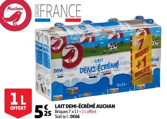 Auchan Auchan lait demi-écrémé offre