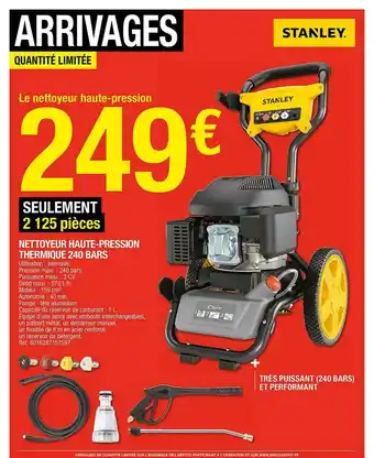Brico Dépôt Nettoyeur Haute-pression Thermique 240 Bars Stanley offre