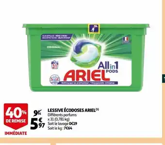 Auchan Supermarché Lessive écodoses ariel offre