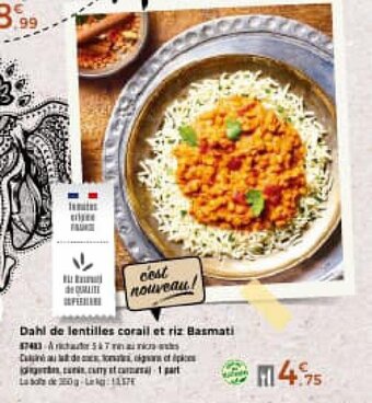 Thiriet Dahl de lentilles corail et riz basmati offre