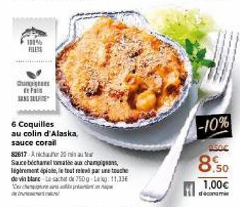 Thiriet 6 coquilles au colin d'alaska sauce corail offre