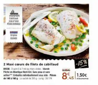 Thiriet 2 maxi cœurs de filets de cabillaud offre