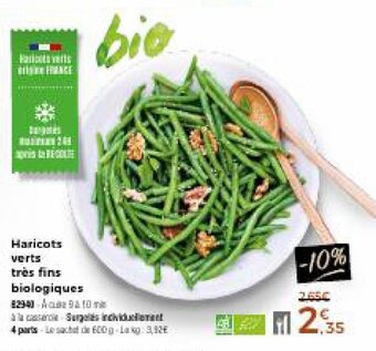 Thiriet Haricots verts très fins biologiques offre