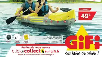 Gifi Kayak Gonflable 2 Personnes + Pagaie 2 En 1 offre