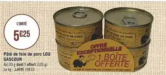 Casino Supermarchés Pâté De Foie De Porc Lou Gascoun offre