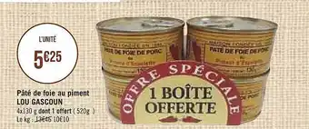 Casino Supermarchés Pâté De Foie Au Piment Lou Gascoun offre