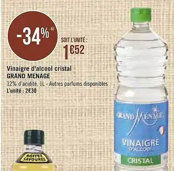 Casino Supermarchés Vinaigre D'alcool Cristal Grand Ménage offre