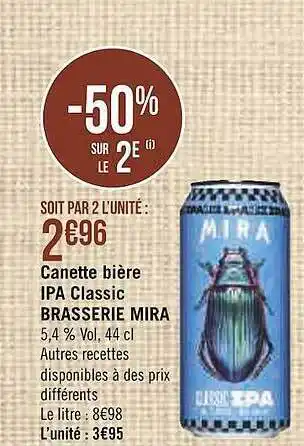 Casino Supermarchés Canette Bière Ipa Classic Brasserie Mira offre