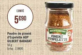 Casino Supermarchés Poudre De Piment D'espelette Aop Gilbert Baradat offre