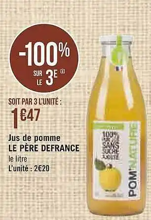 Casino Supermarchés Jus De Pomme Le Père Defrance offre