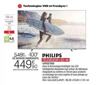 Extra Téléviseur Led 4k Philips offre