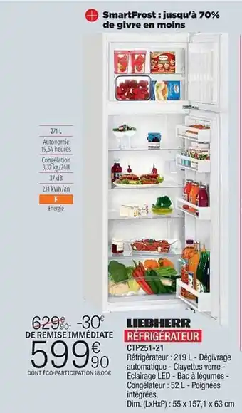 Extra Réfrigérateur Liebherr offre