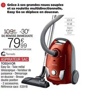 Extra Aspirateur Sac Tornado offre