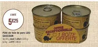Géant Casino Pâté De Foie De Porc Lou Gascoun offre
