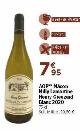 Bi1 Aop Mâcon Milly Lamartine Henry Greuzard Blanc 2020 offre