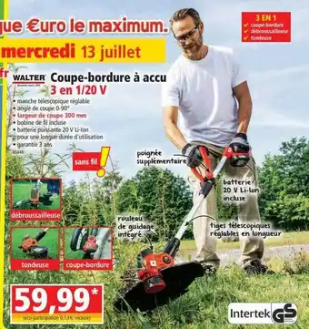 Norma Walter Coupe-bordure à Accu 3 En 1 20v offre