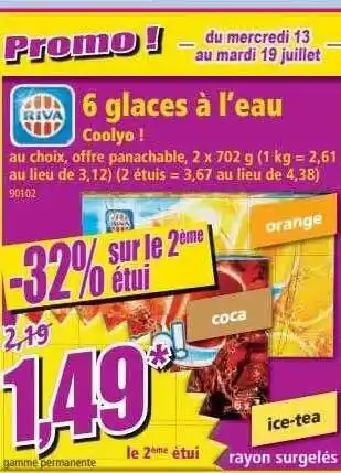 Norma Riva 6 Glaces à L'eau Coolyo! -32% Sur Le 2ème étui offre