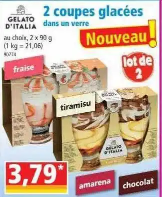 Norma Gelato D'italia 2 Coupes Glacées Dans Un Verre offre