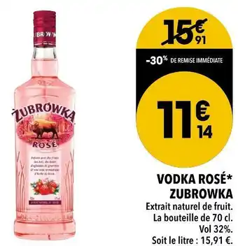 Supeco Zubrowka vodka rosé offre
