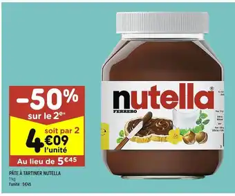 Leader Price Pate a tartiner nutella offre