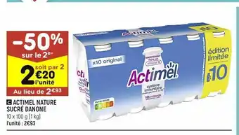 Leader Price Actimel nature sucre danone offre