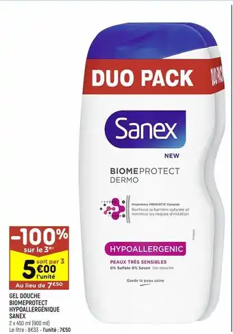 Leader Price Gel douche biomeprotect hypoallergnique sanex offre